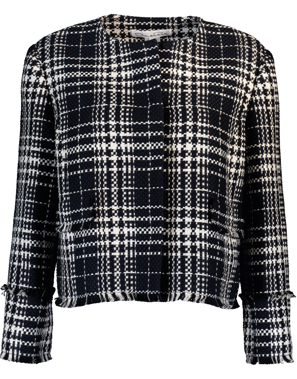 OSCAR DE LA RENTA-Tweed Jacket-NVY/IVRY