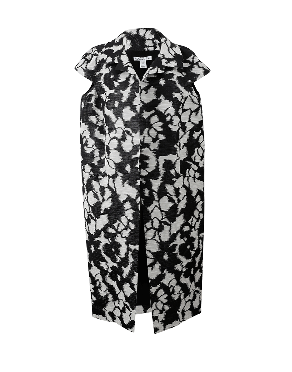 OSCAR DE LA RENTA-Floral Vest-BLK/CRM