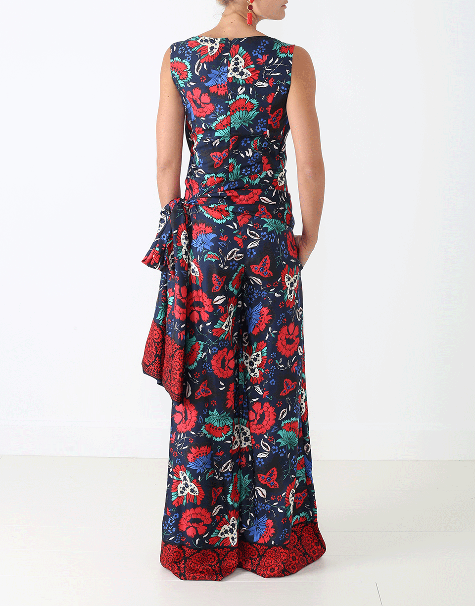 OSCAR DE LA RENTA-Printed Jumpsuit-NVY MULT
