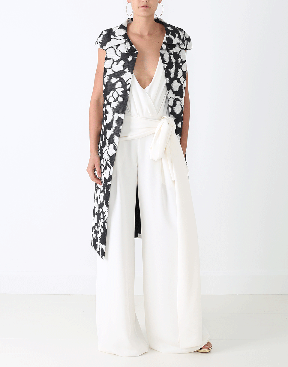 OSCAR DE LA RENTA-Sash Belt Jumpsuit-WHITE
