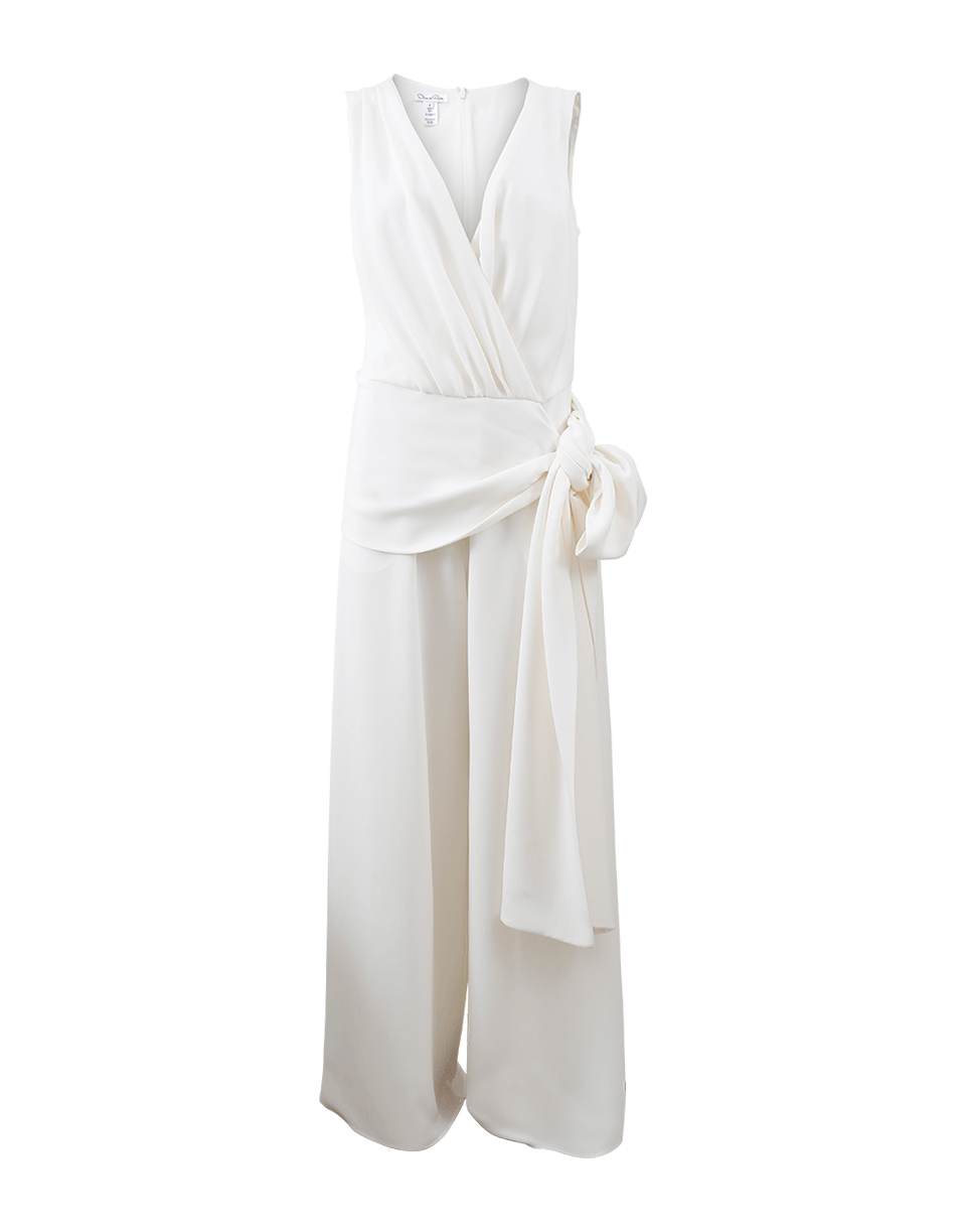 OSCAR DE LA RENTA-Sash Belt Jumpsuit-WHITE