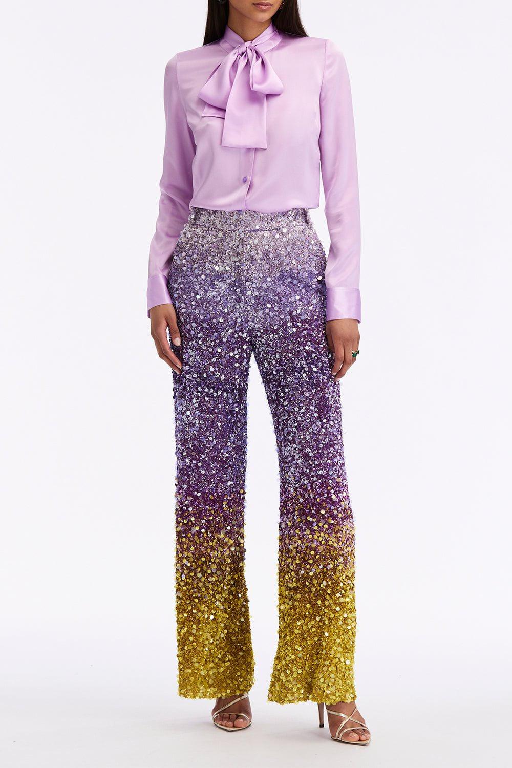 OSCAR DE LA RENTA-All Over Ombre Sequin Pant-