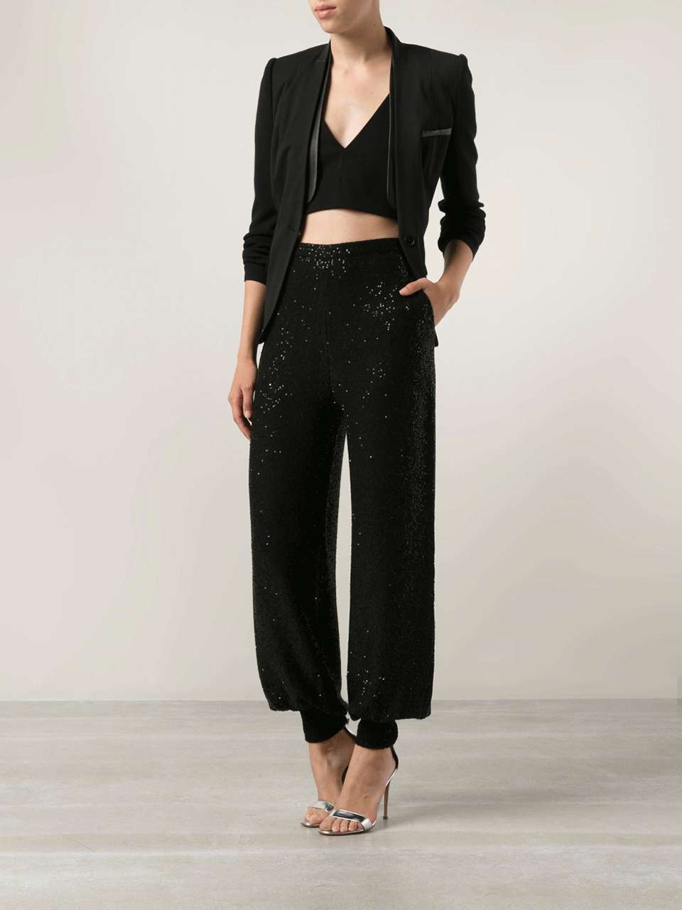 OSCAR DE LA RENTA-Sequin Jogging Pant-BLACK
