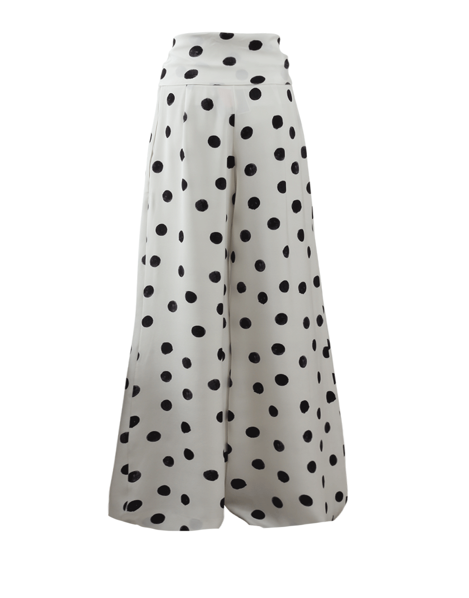 OSCAR DE LA RENTA-Tie Waist Polka Dot Palazzo Pant-