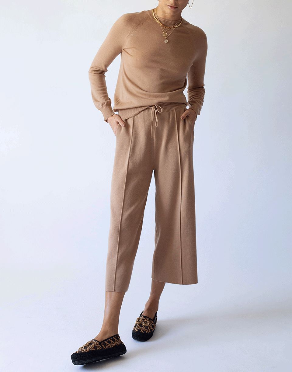 OSCAR DE LA RENTA-Camel Cropped Sweatpant-