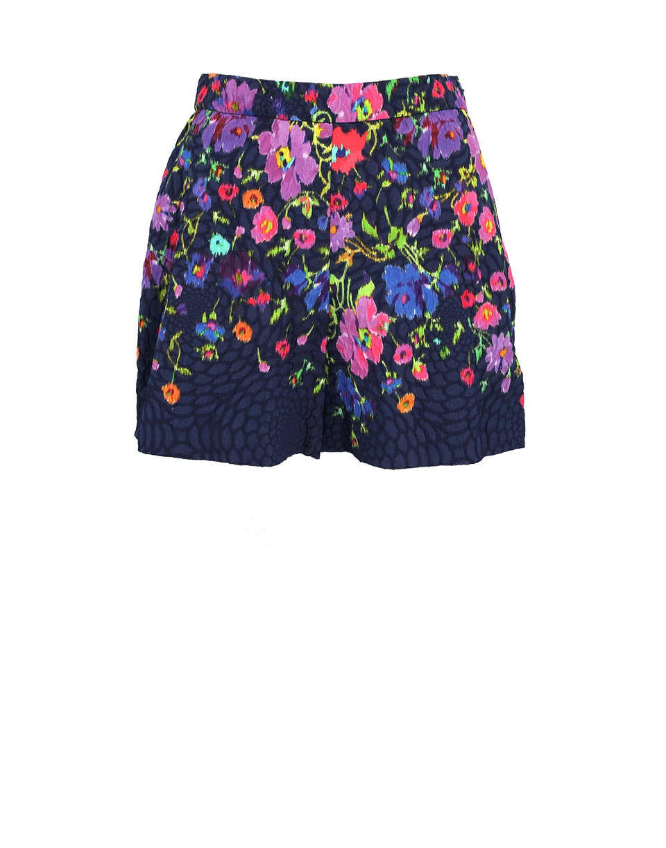 OSCAR DE LA RENTA-Floral Cloque Shorts-NAVY