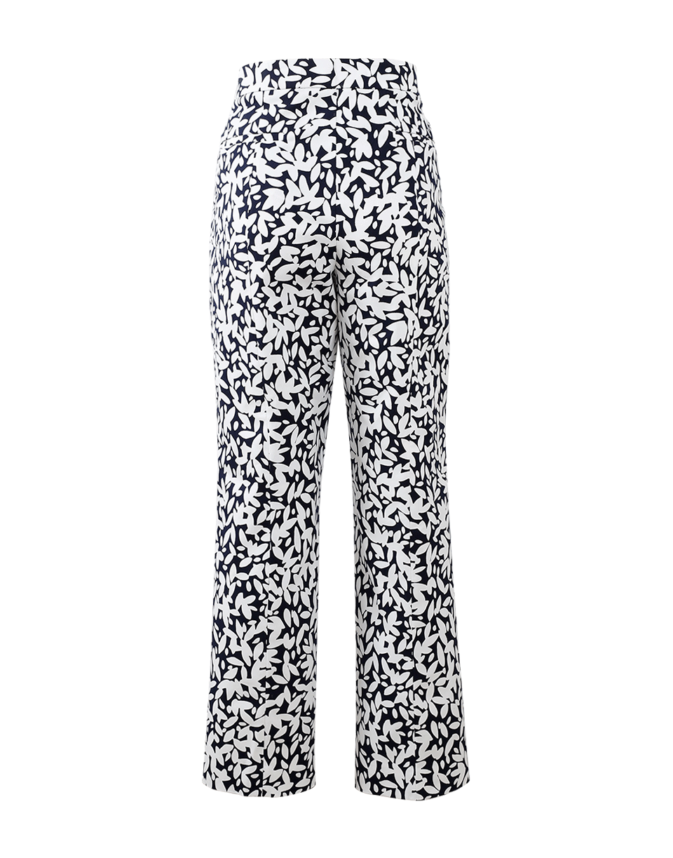 OSCAR DE LA RENTA-Print Cotton Stretch Pant-NVY/WHT