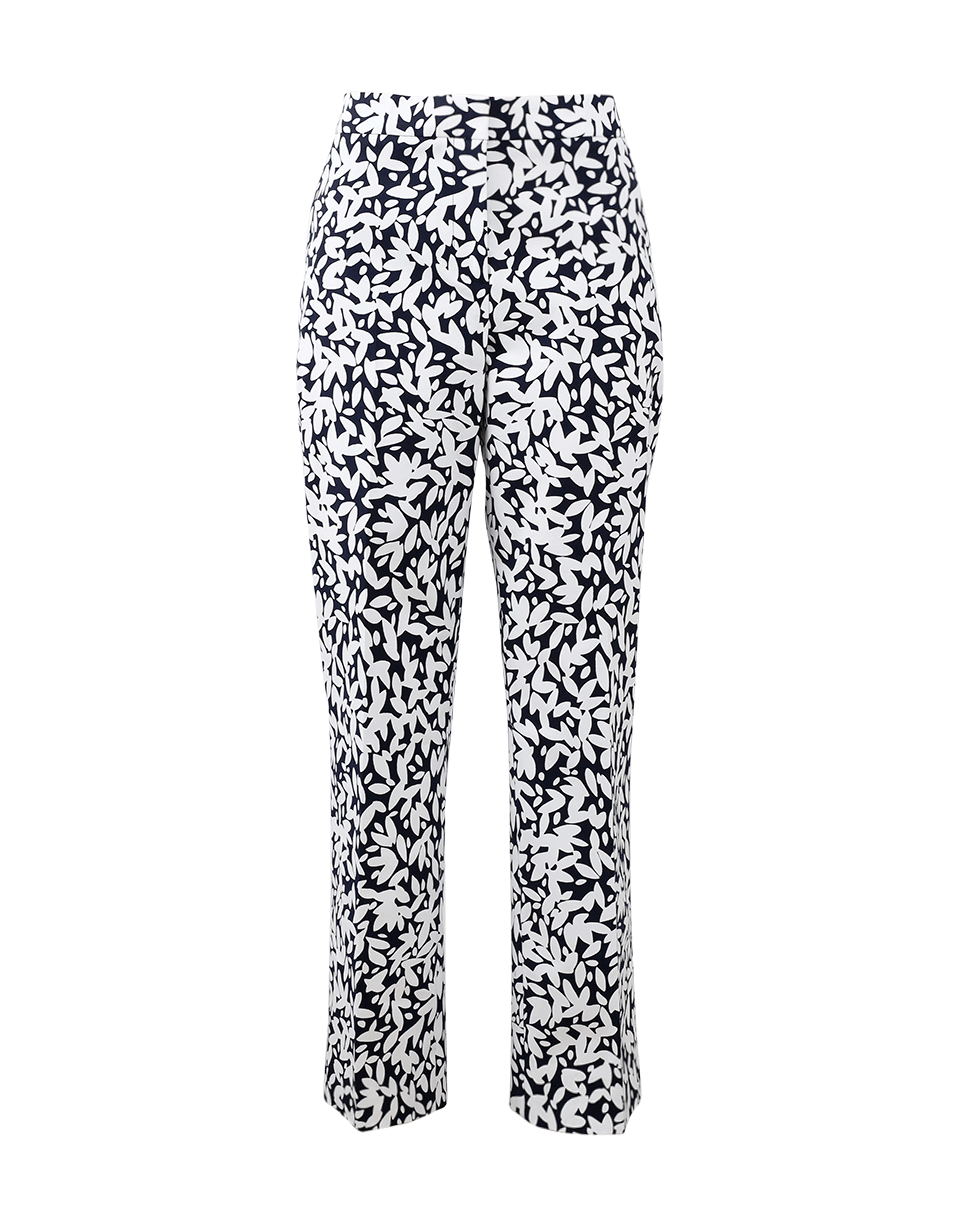 OSCAR DE LA RENTA-Print Cotton Stretch Pant-NVY/WHT