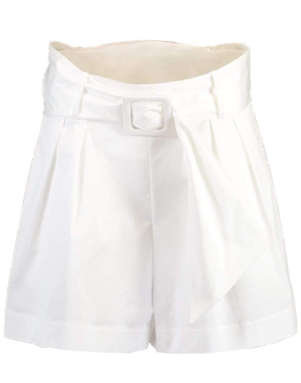 OSCAR DE LA RENTA-White Pleated Shorts with Belt-