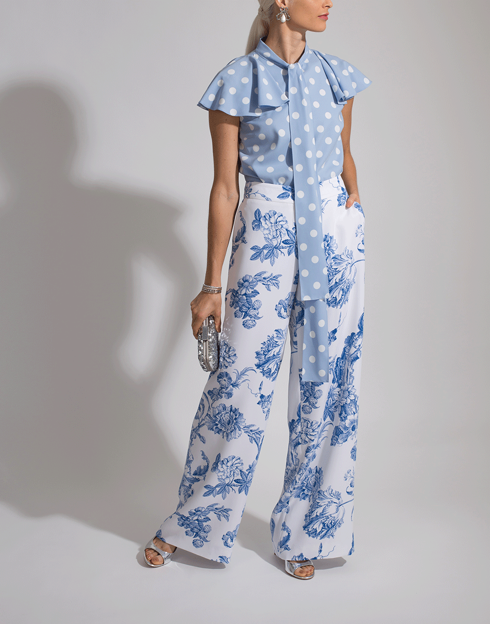 OSCAR DE LA RENTA-Printed Wide Leg Pant-