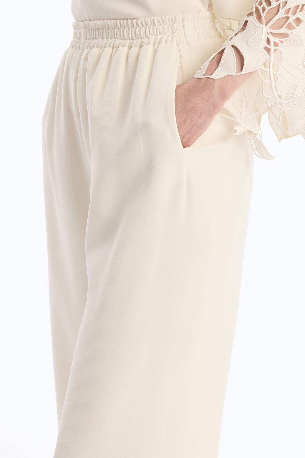 Georgette Pant-CREAM-4-CLOTHINGPANTWIDE LEG-OSCAR DE LA RENTA