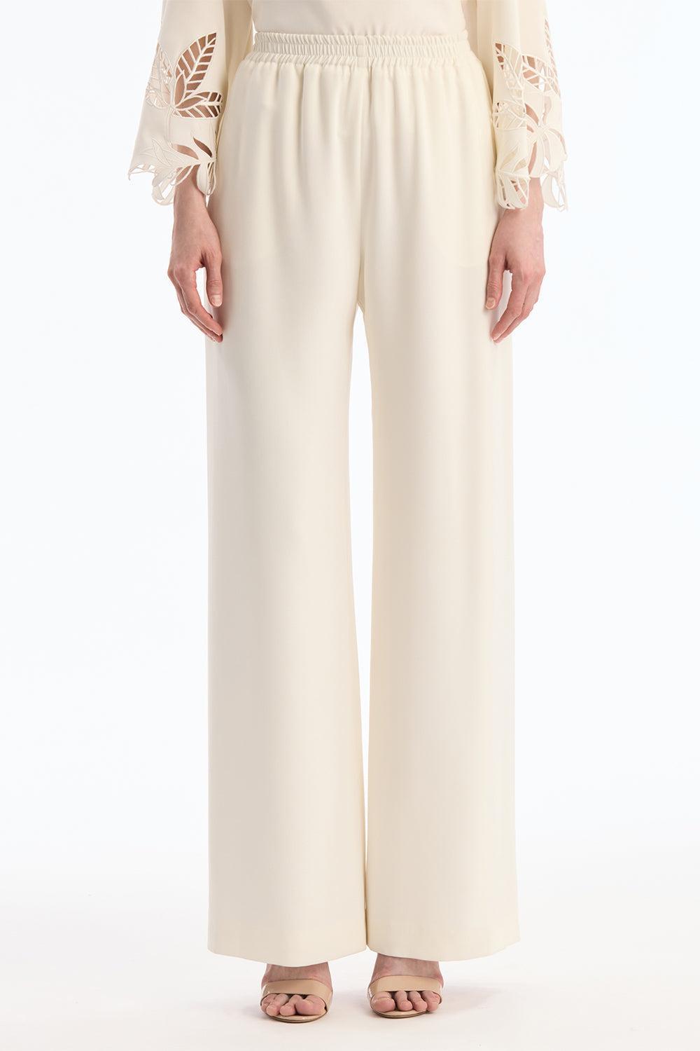 Georgette Pant-CREAM-4-CLOTHINGPANTWIDE LEG-OSCAR DE LA RENTA