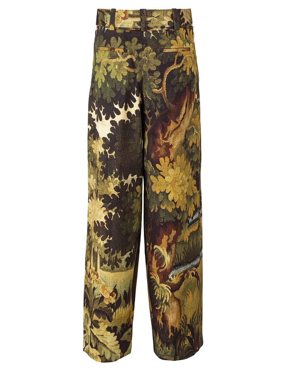 OSCAR DE LA RENTA-Printed Full Leg Belted Trouser-
