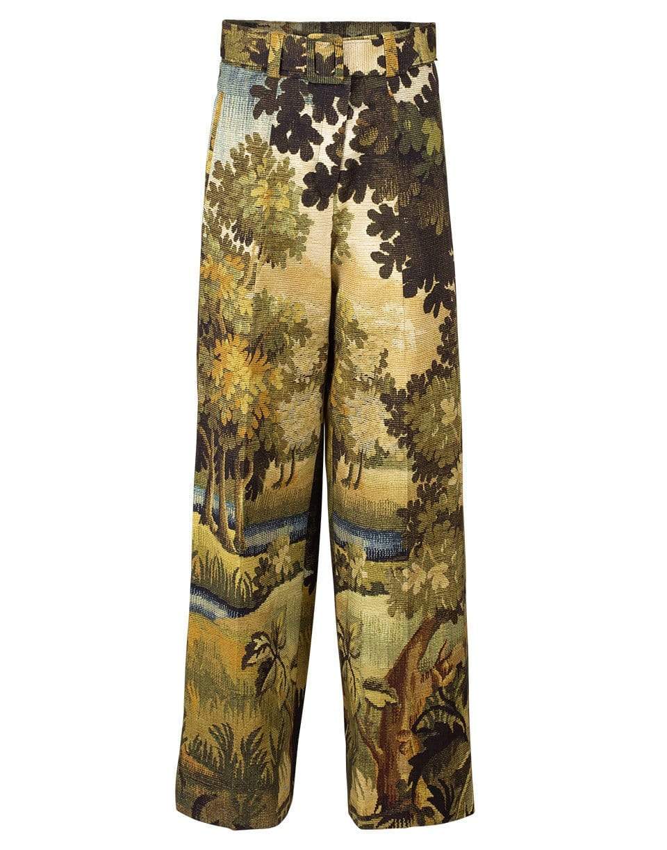 OSCAR DE LA RENTA-Printed Full Leg Belted Trouser-