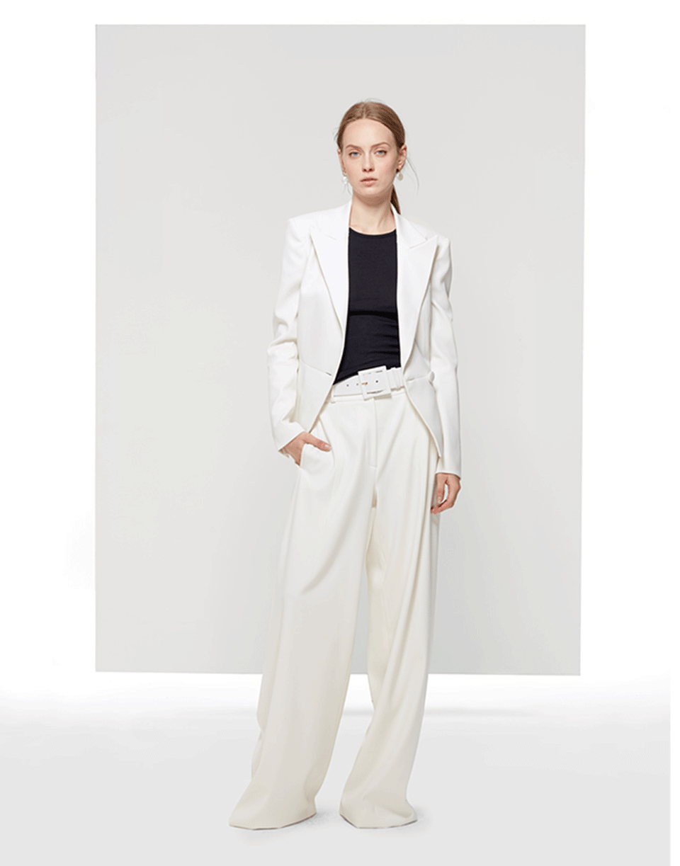 OSCAR DE LA RENTA-Belted Wide Leg Pant-