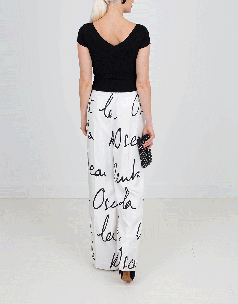 OSCAR DE LA RENTA-Signature Wide Leg Pant-WHITE