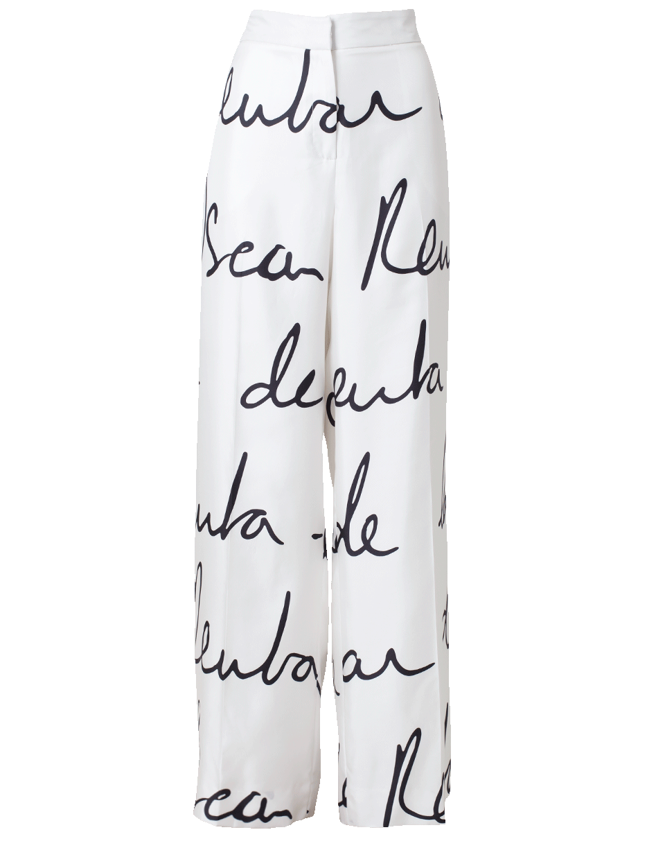 OSCAR DE LA RENTA-Signature Wide Leg Pant-WHITE
