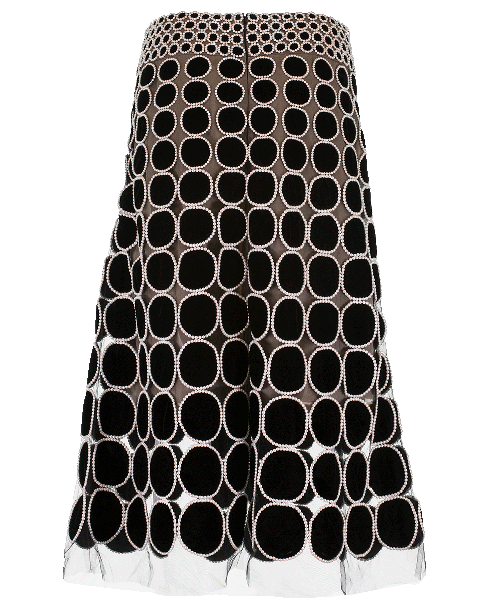 OSCAR DE LA RENTA-Velvet Pearl Trim Skirt-