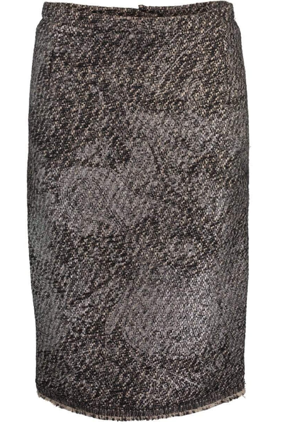 OSCAR DE LA RENTA-Lame Tweed Slim Skirt-BLACK