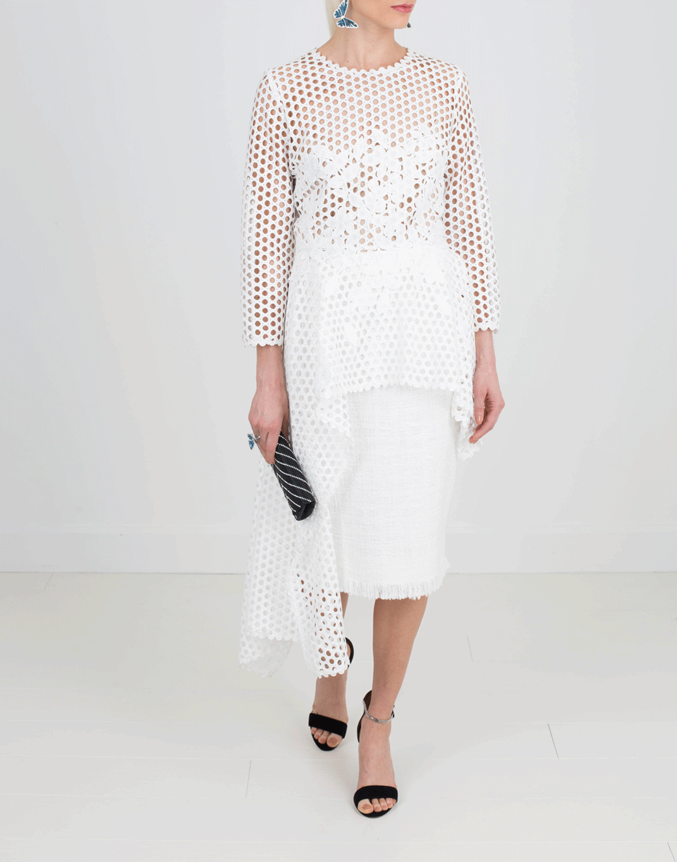 OSCAR DE LA RENTA-Tweed Pencil Skirt-IVORY