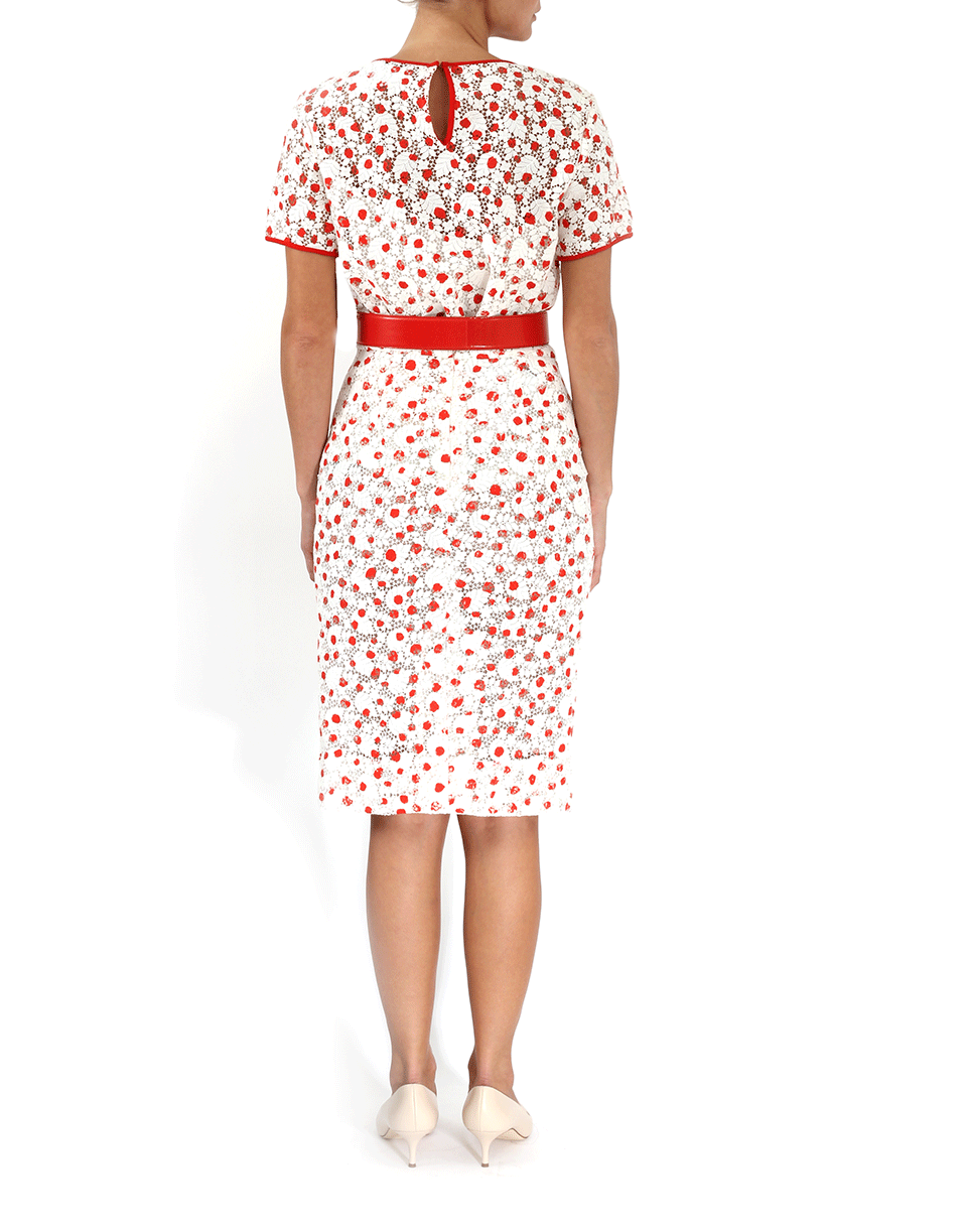 OSCAR DE LA RENTA-Scattered Dot Lace Guipure Skirt-VERMILLION