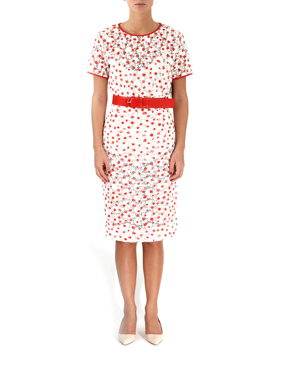 OSCAR DE LA RENTA-Scattered Dot Lace Guipure Skirt-VERMILLION