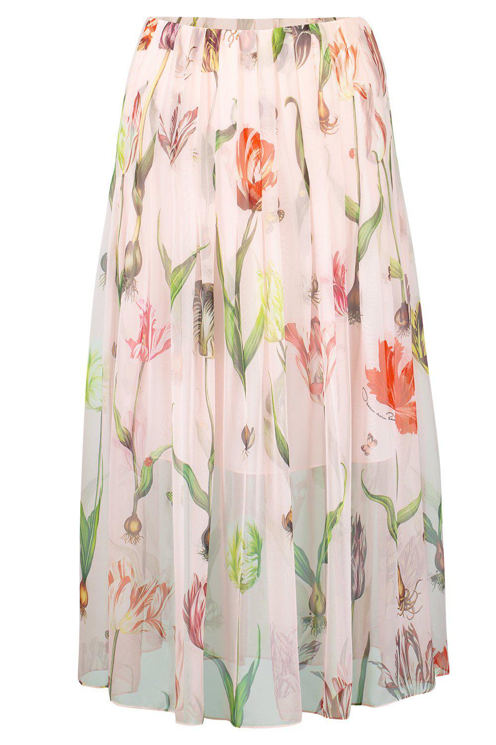 OSCAR DE LA RENTA-Hydrangea Ruffle Skirt-