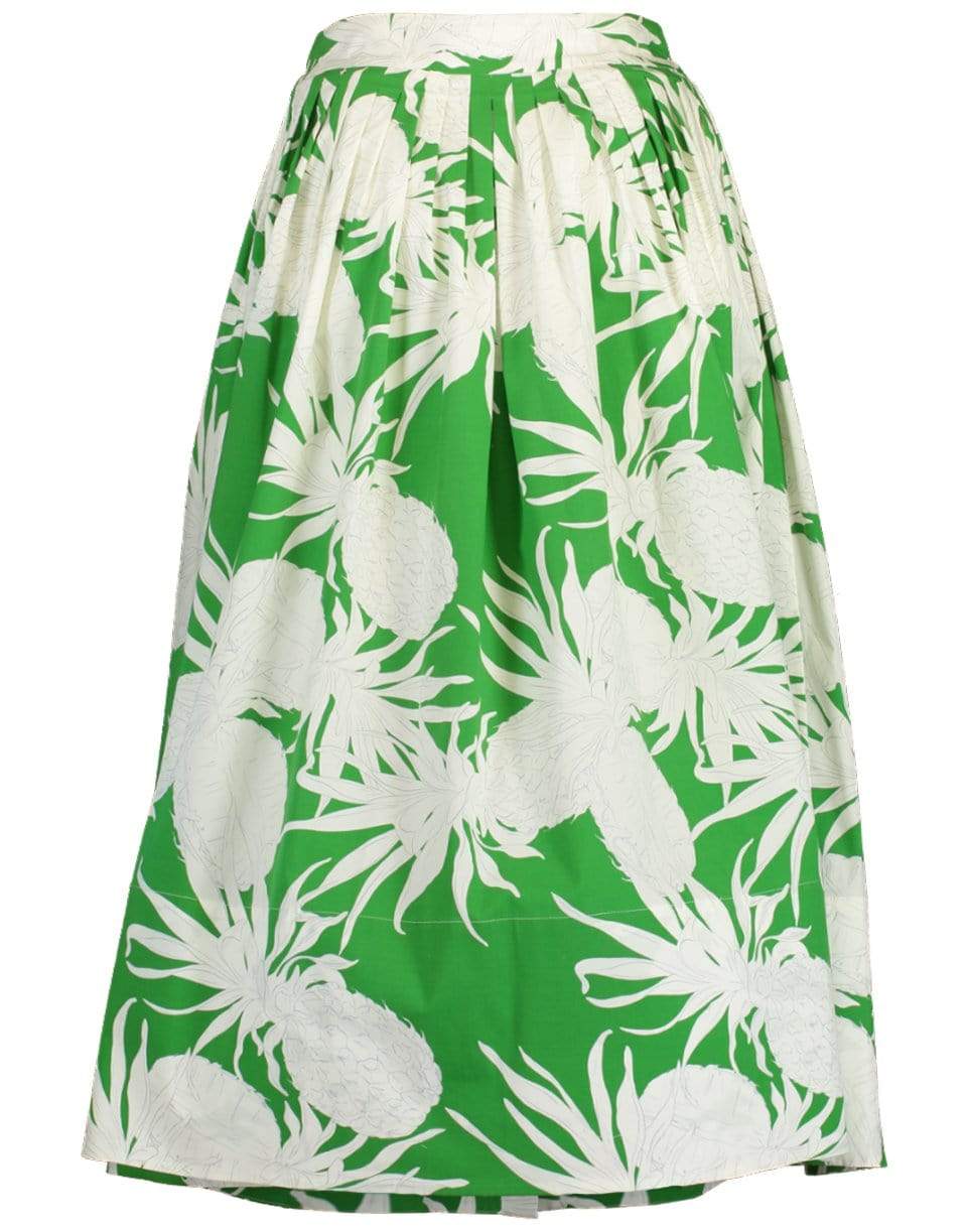 OSCAR DE LA RENTA-Cotton Printed Placket Front Midi Skirt-