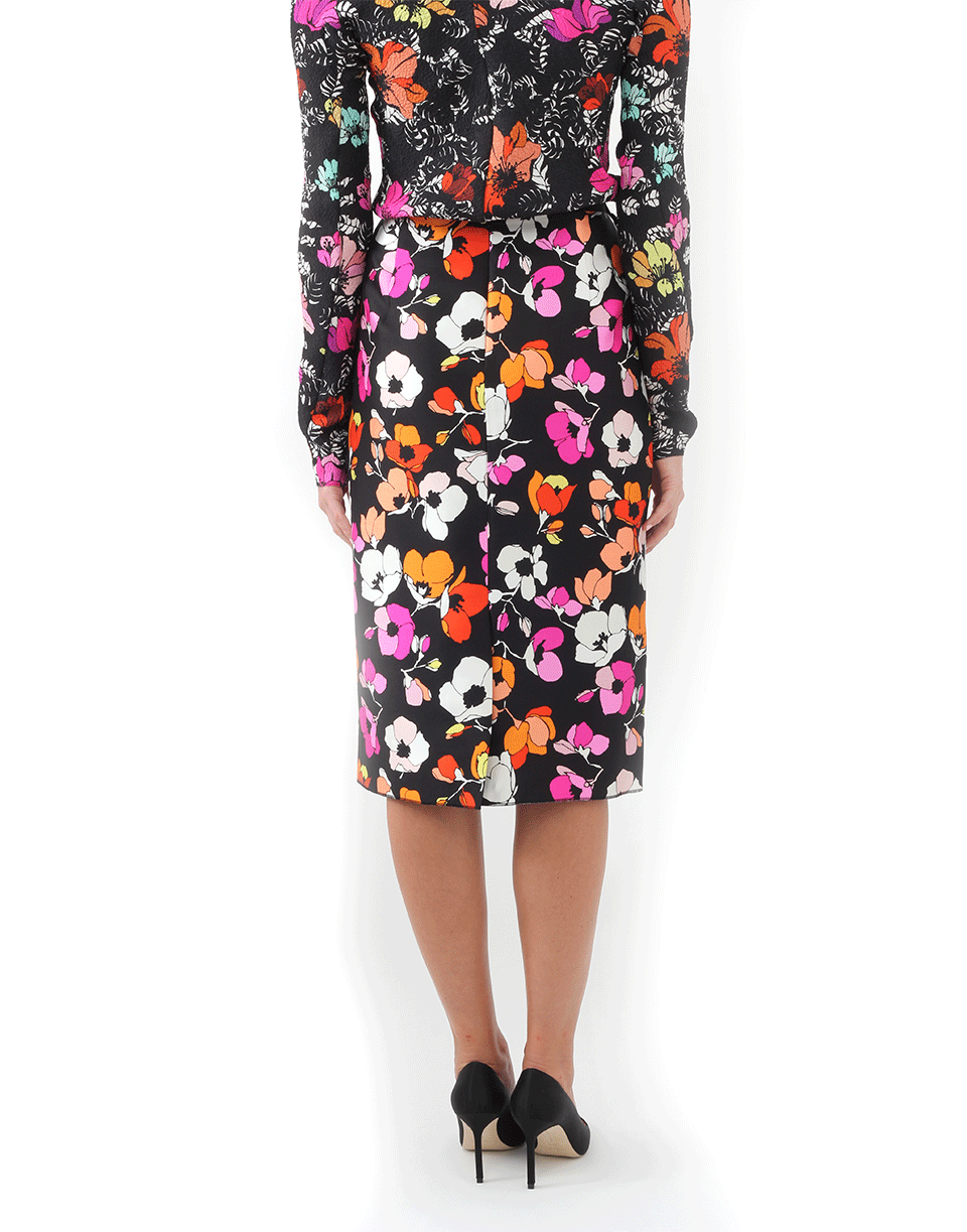 OSCAR DE LA RENTA-Poppy Print Pencil Skirt-
