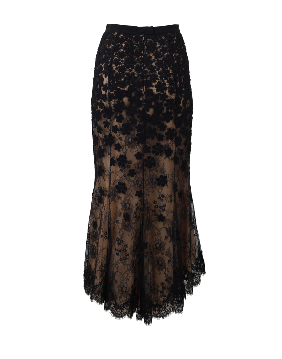 OSCAR DE LA RENTA-High-Low Lace Skirt-BLACK