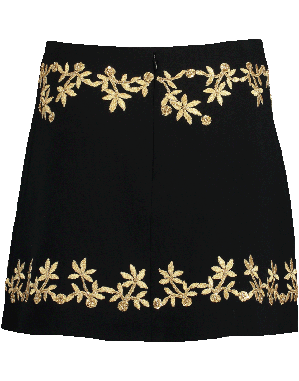 OSCAR DE LA RENTA-Embroidered Mini Skirt-BLK/GLD