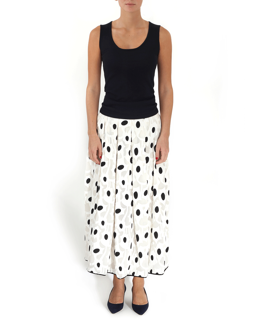 OSCAR DE LA RENTA-Starburst Tea Skirt-IVRY/BLK