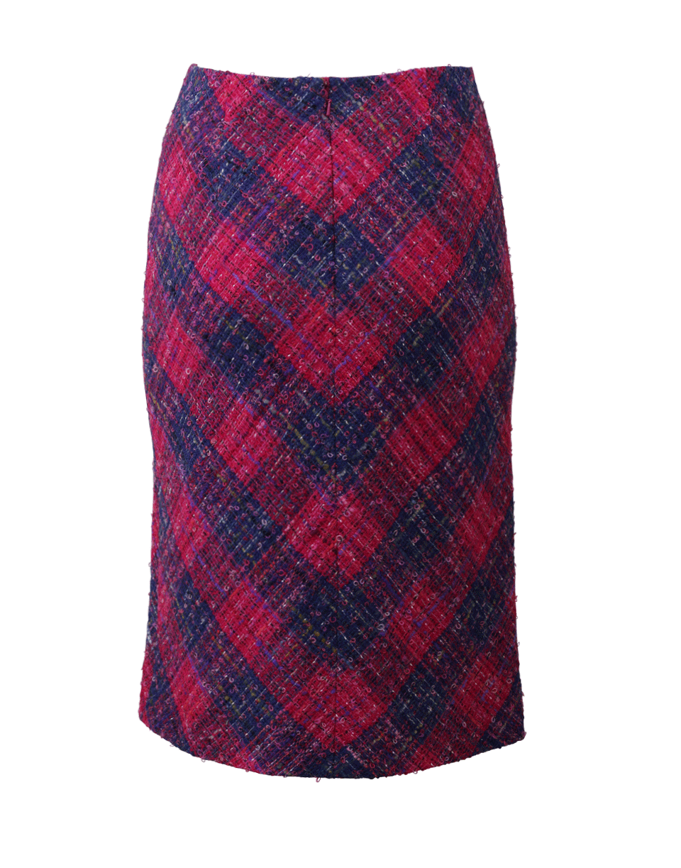 OSCAR DE LA RENTA-Gingham Tweed Pencil Skirt-