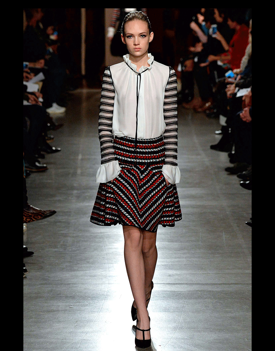 OSCAR DE LA RENTA-Cotton Tweed Skirt-RED