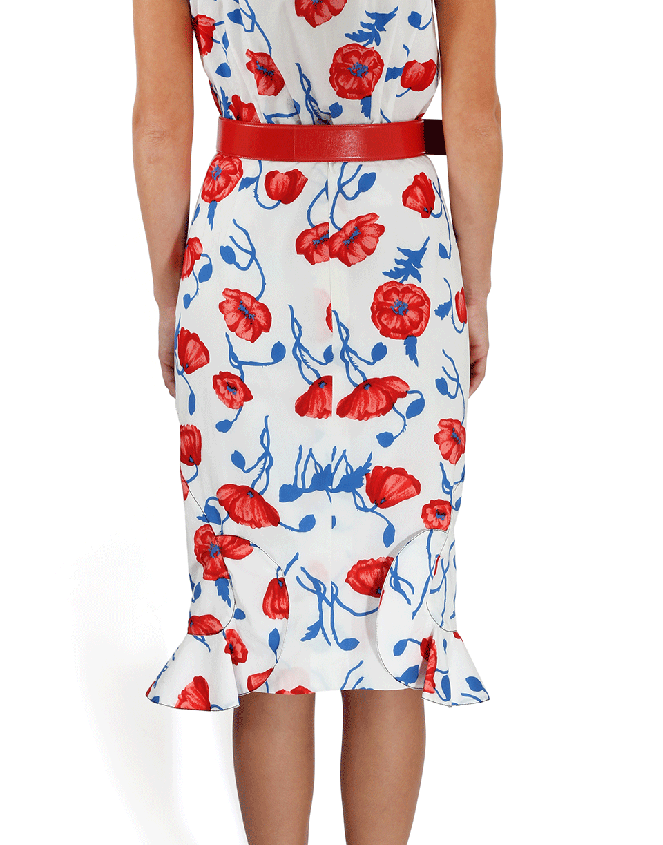 OSCAR DE LA RENTA-Tossed Poppies Skirt-