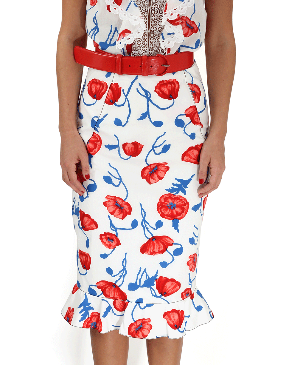 OSCAR DE LA RENTA-Tossed Poppies Skirt-