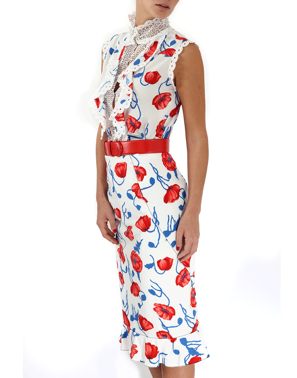 OSCAR DE LA RENTA-Tossed Poppies Skirt-