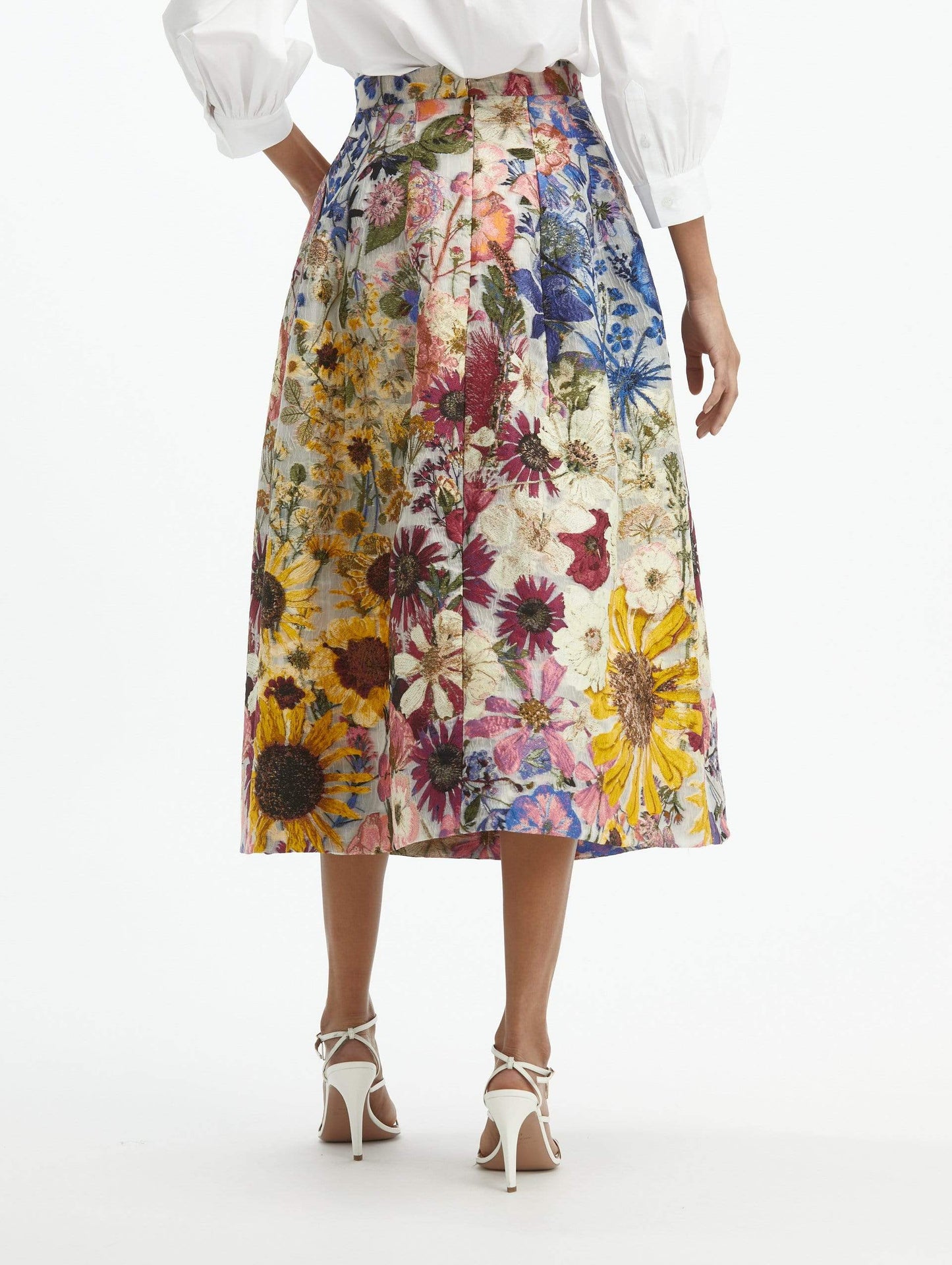 OSCAR DE LA RENTA-Ombre Coupe A-Line Skirt-WHITE