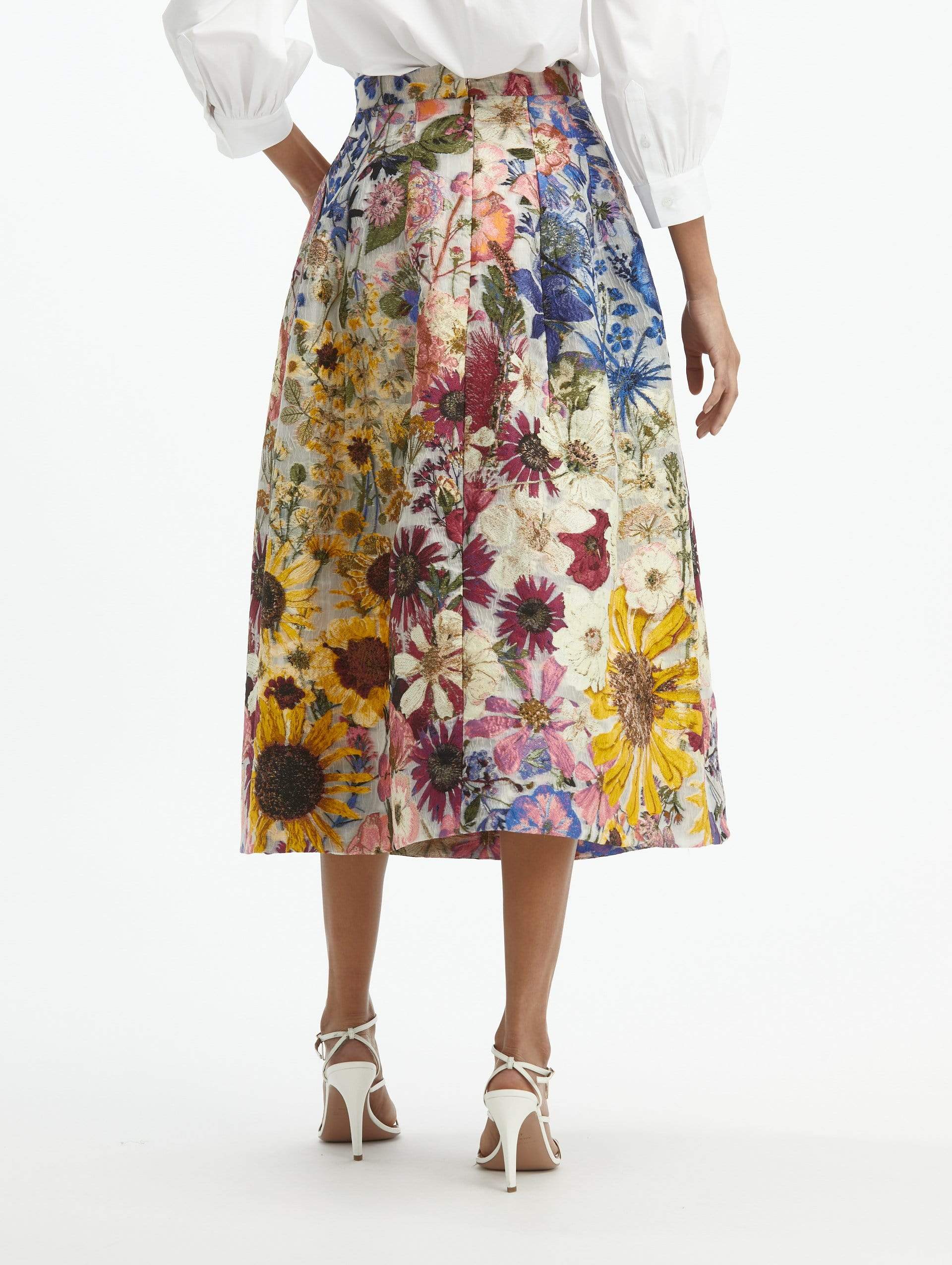 OSCAR DE LA RENTA-Ombre Coupe A-Line Skirt-WHITE
