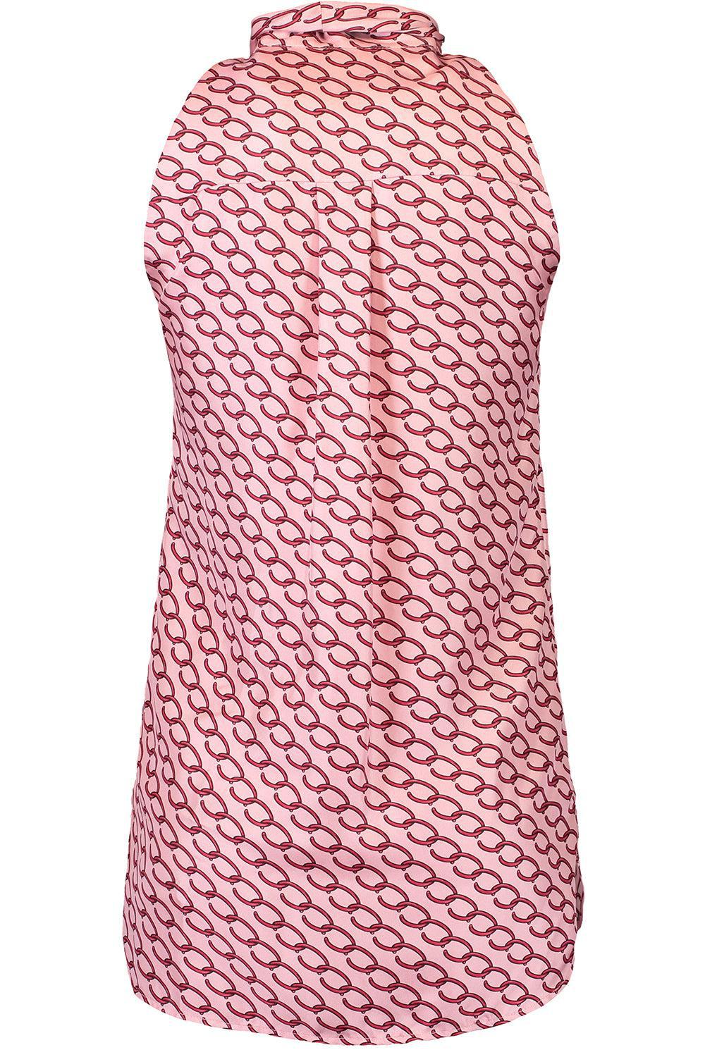 Sleeveless Small Chain Blouse-BEET/PNK-2-CLOTHINGTOPBLOUSE-OSCAR DE LA RENTA