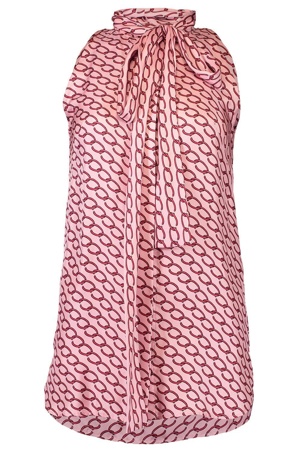 Sleeveless Small Chain Blouse-BEET/PNK-2-CLOTHINGTOPBLOUSE-OSCAR DE LA RENTA