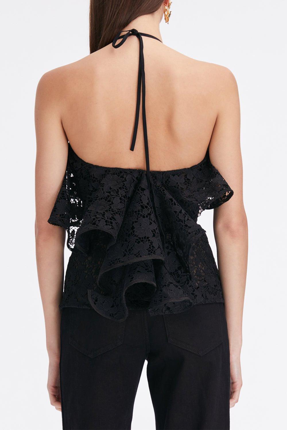 OSCAR DE LA RENTA-Halter Neck Ruffle Blouse-