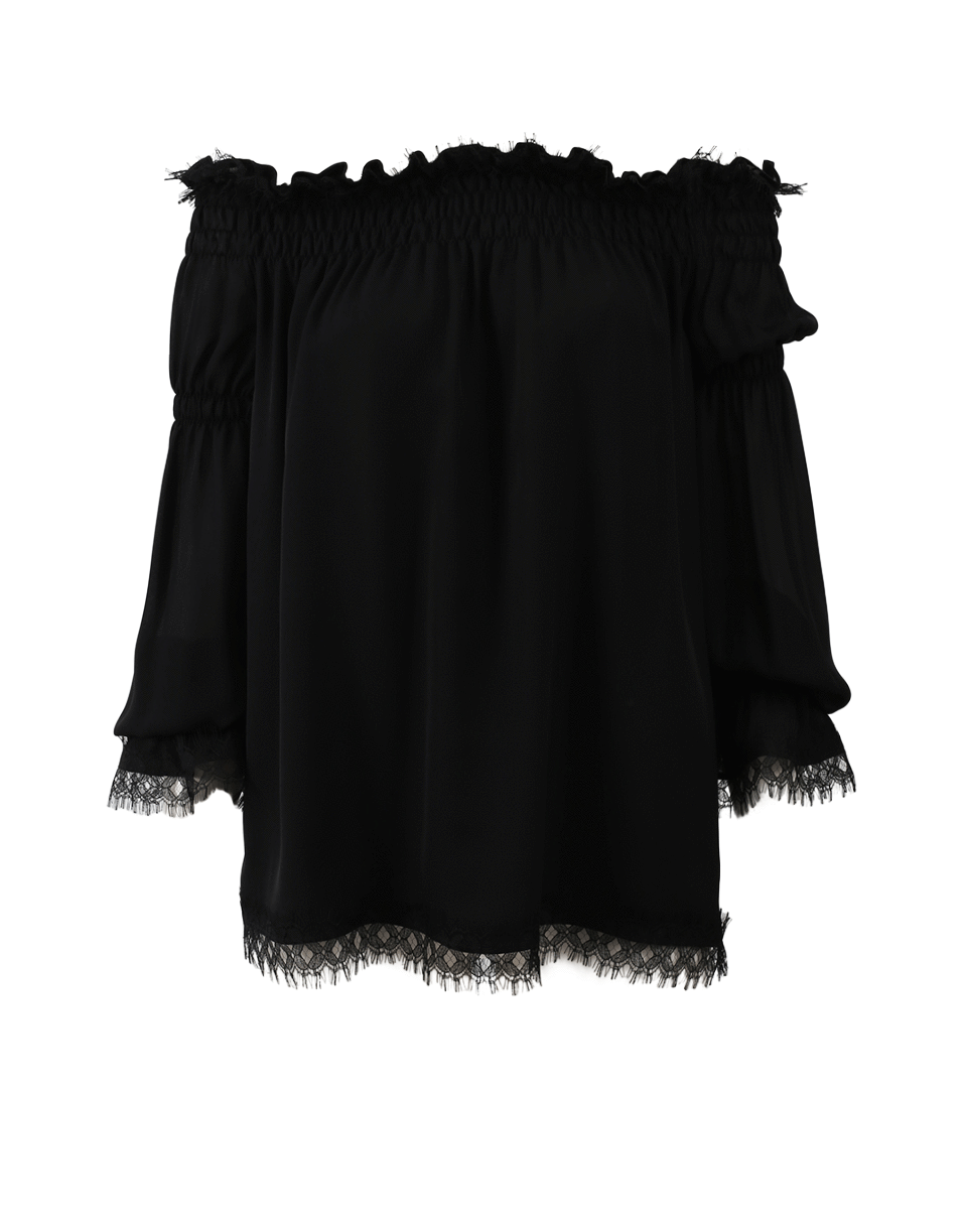 OSCAR DE LA RENTA-Ruffled Off Shoulder Blouse-
