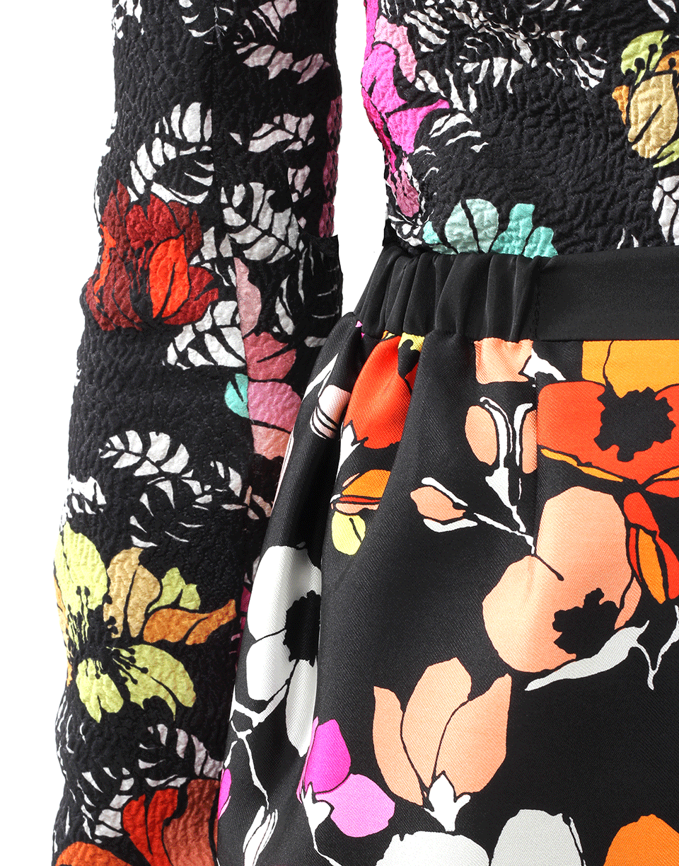 OSCAR DE LA RENTA-Tropical Printed Cloque Cowl-Neck Blouse-