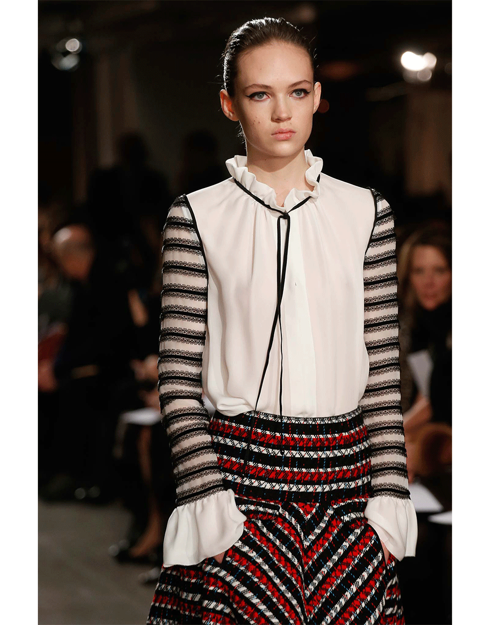 OSCAR DE LA RENTA-High Neck Blouse With Lace-