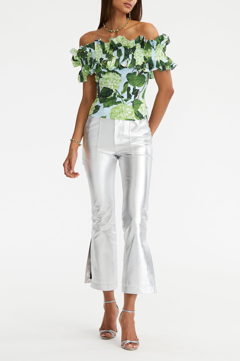 OSCAR DE LA RENTA-Hydrangea Off The Shoulder Top-