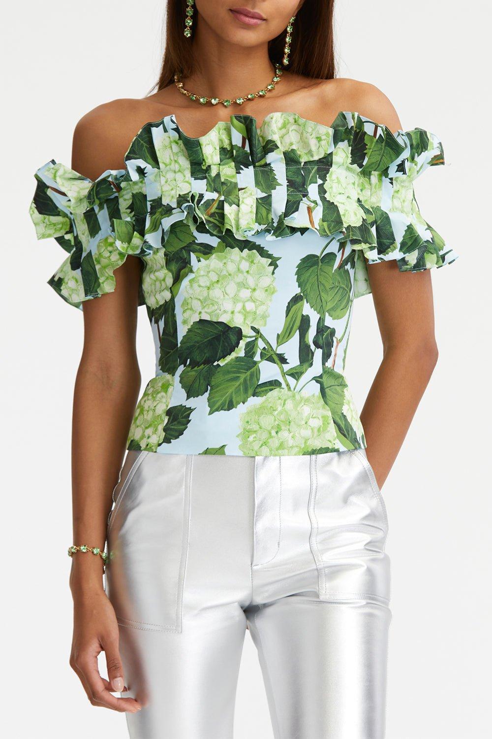 OSCAR DE LA RENTA-Hydrangea Off The Shoulder Top-