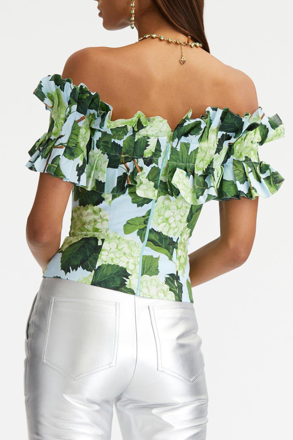 OSCAR DE LA RENTA-Hydrangea Off The Shoulder Top-