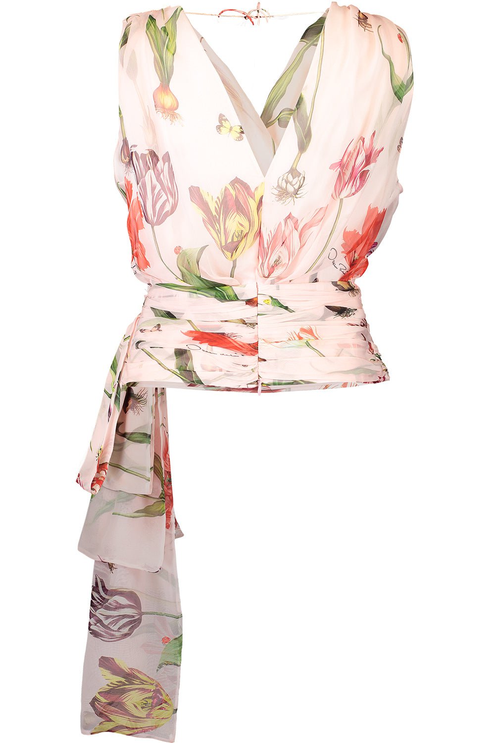 OSCAR DE LA RENTA-Sleeveless Tulip Chiffon Top-