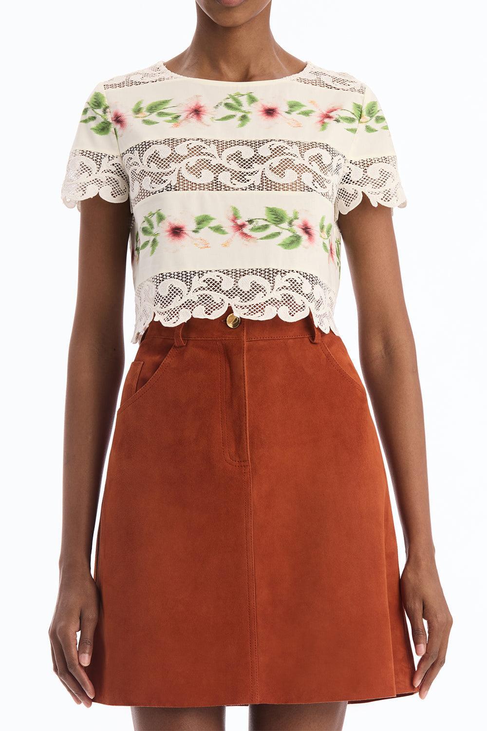 Hibiscus Floral Poplin Blouse-CREAM-4-CLOTHINGTOPBLOUSE-OSCAR DE LA RENTA
